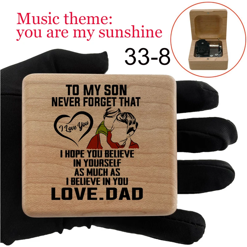 wind up mechanical You are my sunshine love quotes print wooden music box students dad birthday party favors gift for wife 5