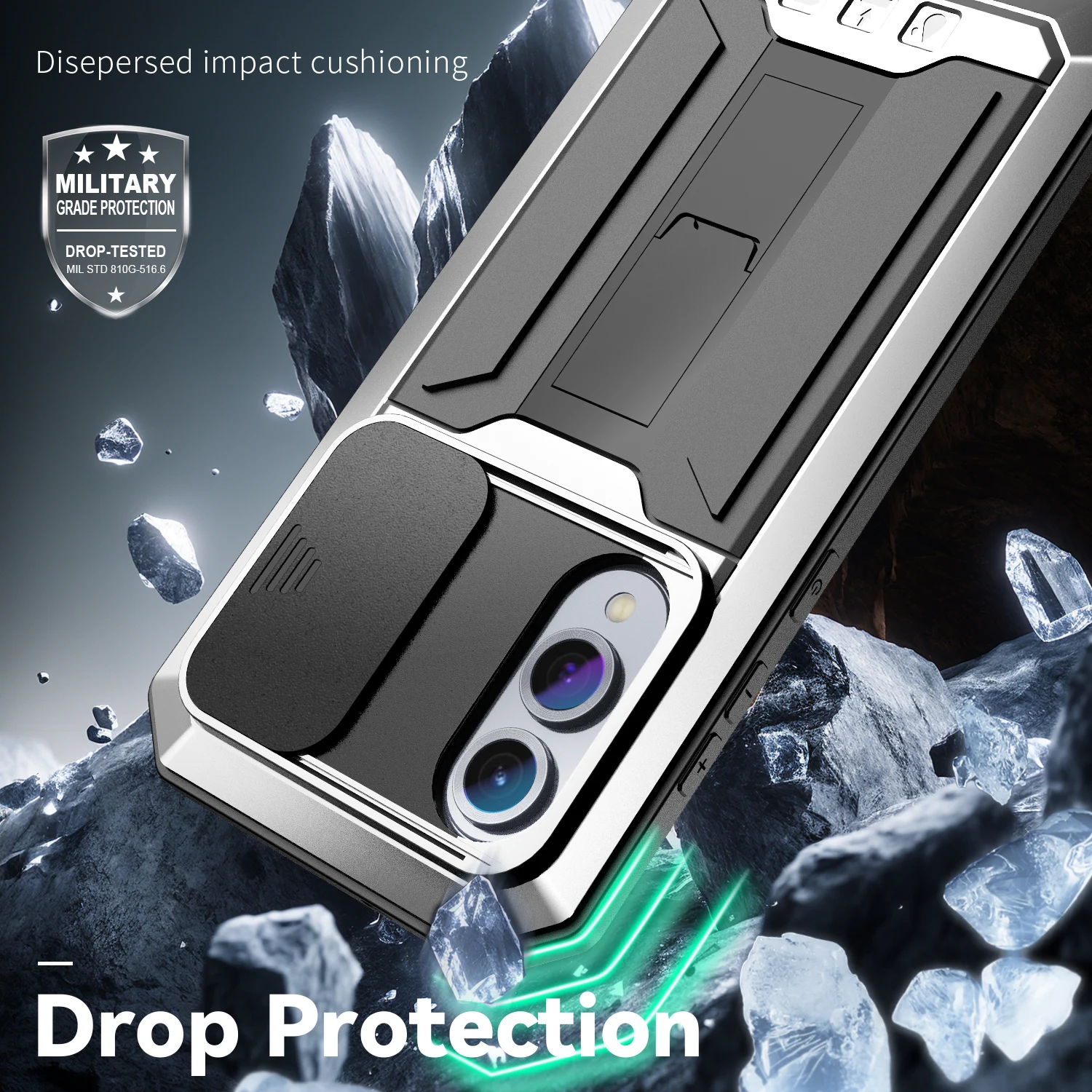 Durable Metal Shockproof Case with Screen Protector and Stand