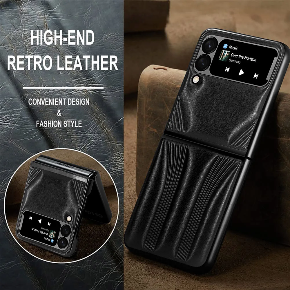 

For Samsung Galaxy Z Flip 3 5G Case Folding PU Leather Protective Cases For Samsung Z Flip3 5G 6.7 inch Anti-knock CoversBumper