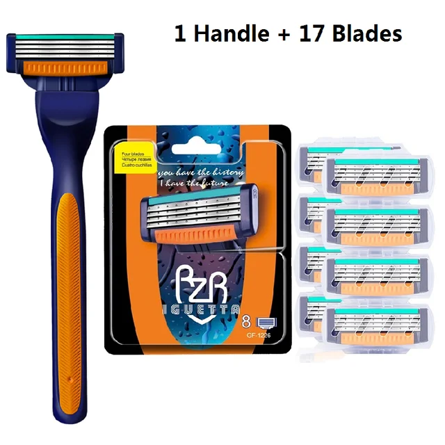 (1 Handle+17 Blades) Men Razor Blade High Quality 4 Layer Germany ...