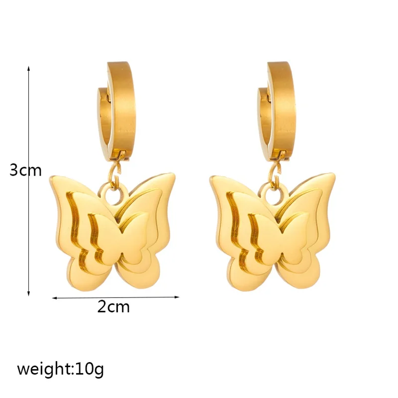 DIEYURO 316L Stainless Steel Heart Butterfly Crystal Charm Earrings For Women Girl Fashion Waterproof Ear Jewelry Gift Party