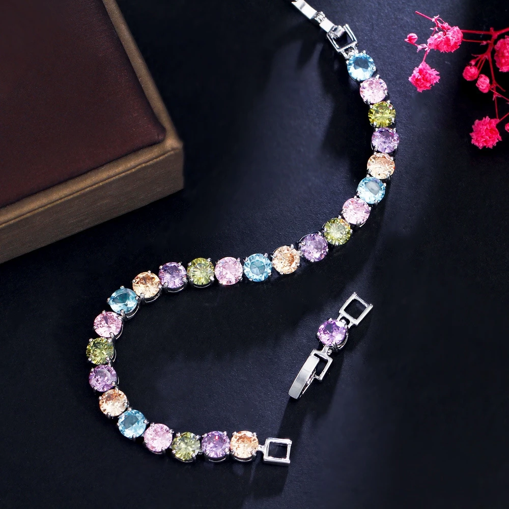 Vinregem Bohemia Lab Colorful Sapphire Gemstone Sona Diamonds Tennis Chain Bracelets Gifts Anniversary Fine Jewelry Wholesale