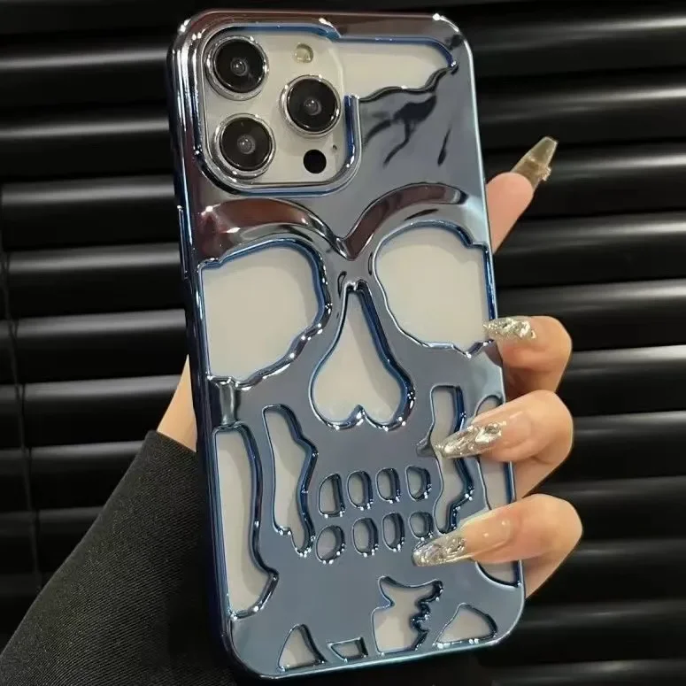 3d Hollow Skull Phone Case For Iphone Pro Max Shockproof Cover_voghion.com