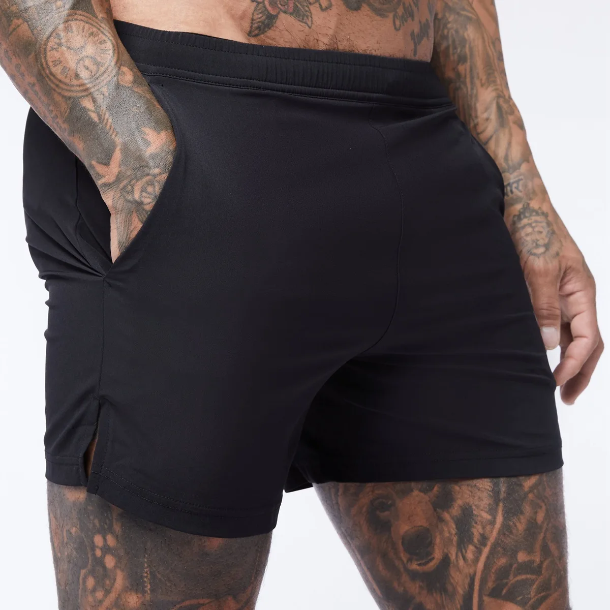 Muscle fitness brother sports shorts men's summer woven running equipment training elastic quick-drying beach three-point pants