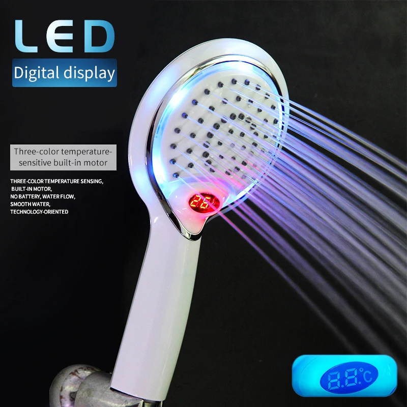 

LED Digital Shower ABS Shower Head Sprinkler Handheld Shower Bathroom Accessories Shower Water Saving Shower Bathroom Fixture