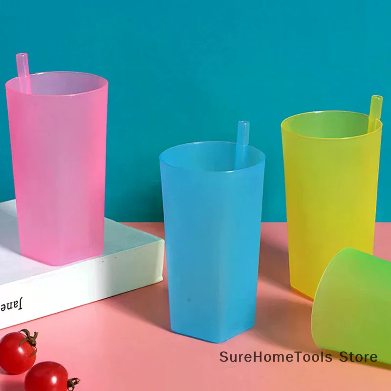 Children Infant Baby Sip Cup With Built In Straw Mug Drink Food-grade Plastic Integrated Straw Cup Kids Water Bottle