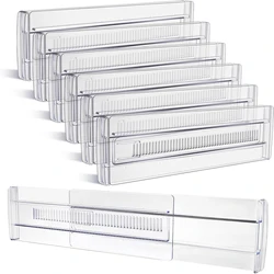 6 - Pack Adjustable Clear Drawer Organizers (Transparent)