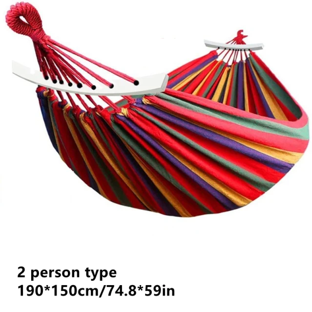 Double Wide Thick Canvas Hammock Portable Hammock Outdoor Single double anti-rollover swing outdoor indoor household hammock Hammock Straps Special  Outdoor Furniture