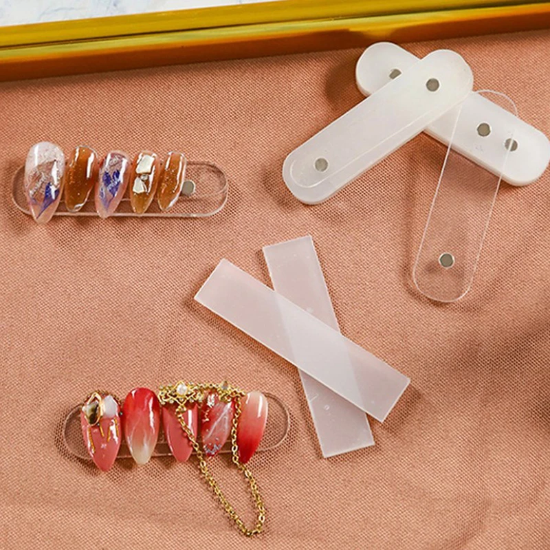 30pcs Clear Nail Adhesive Tape False Nails Display Stand Glue Stickers Double-sided Pasted Manicure Practice Showing Tools nail glue