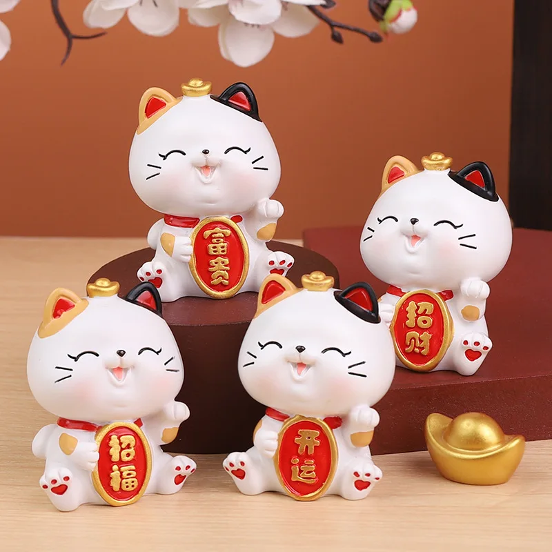 Birthday Gift Checkout Counter Decor Japanese/Chinese Style Wealth Shaking Hands Lucky Cat Waving Cat Oranment 1Pcs