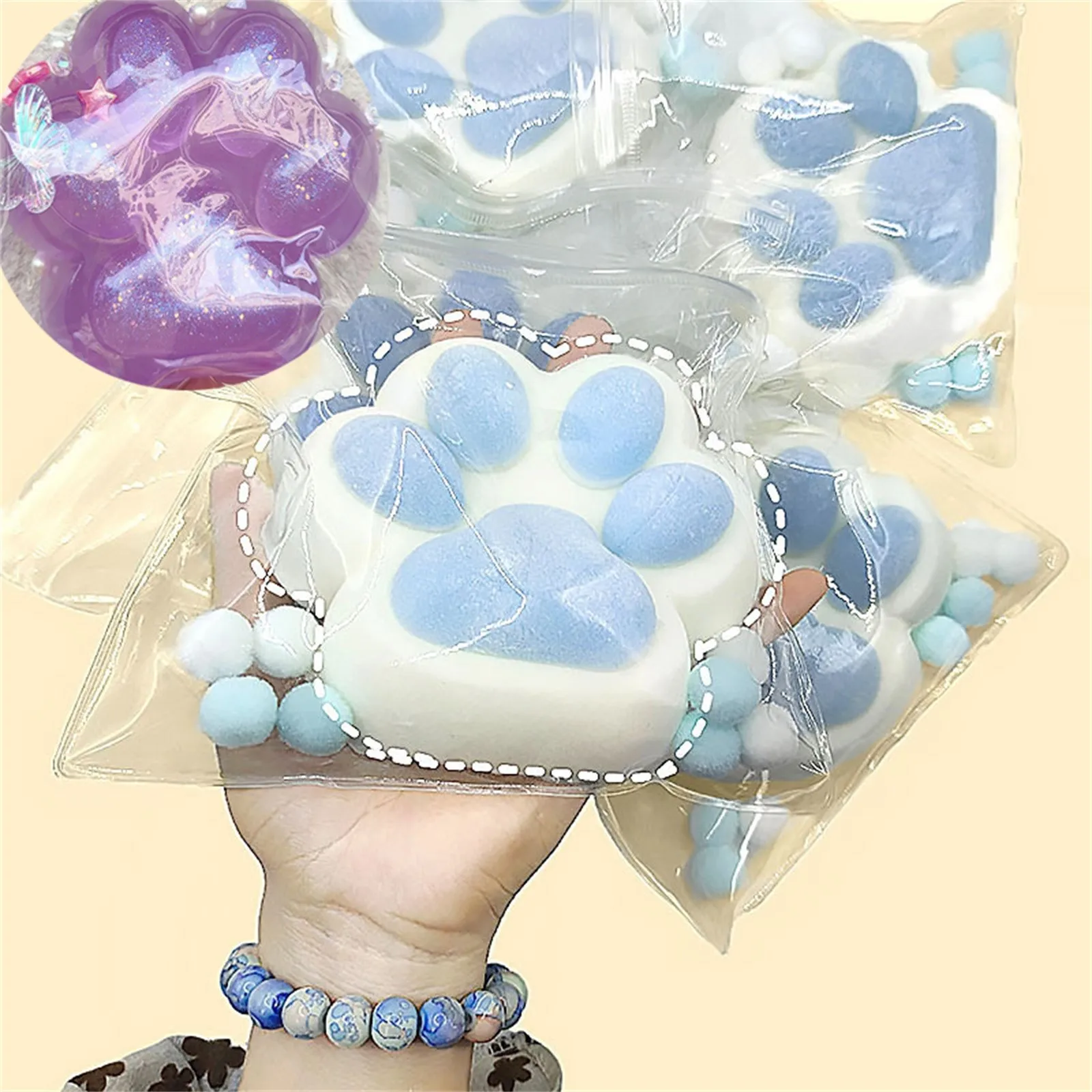 New Christmas Handmade Taba Wet Big Cat Paw Toy Gift Cute Silicone Squeeze Use Toy Slow Rebound Decompression Kids Gift navidad
