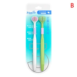 Triple - Action Soft Bristle Toothbrush for Effective Deep Cleaning (White and Green)