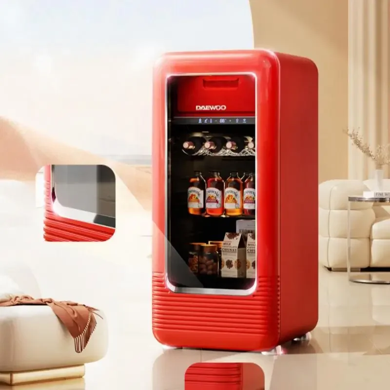 DAEWOO 143L Wine Refrigerator Retro Ultrathin Small Refrigerator Living Room Office Ice Bar 2-18&deg;C 220V 75W Wine Fridge Storage