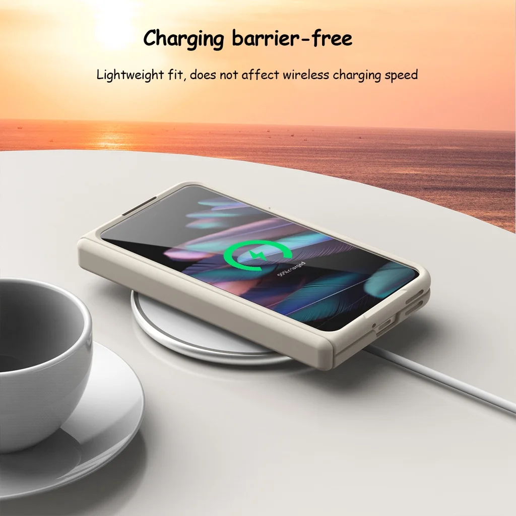 For OPPO Find N2 Case Plain Leather With Tempered Film Bracket Folding Hingle All Inclusive Shockproof Protection Hard Back Case