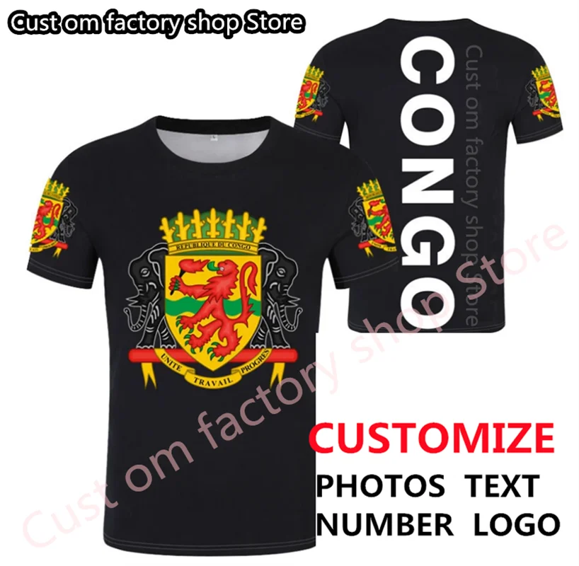 Maglietta Del Congo Fai Da Te Gratuito Nome Personalizzato Numero Cog T-Shirt Bandiera Della Nazione Francese Paese Repubblica Stampa College Stampa F