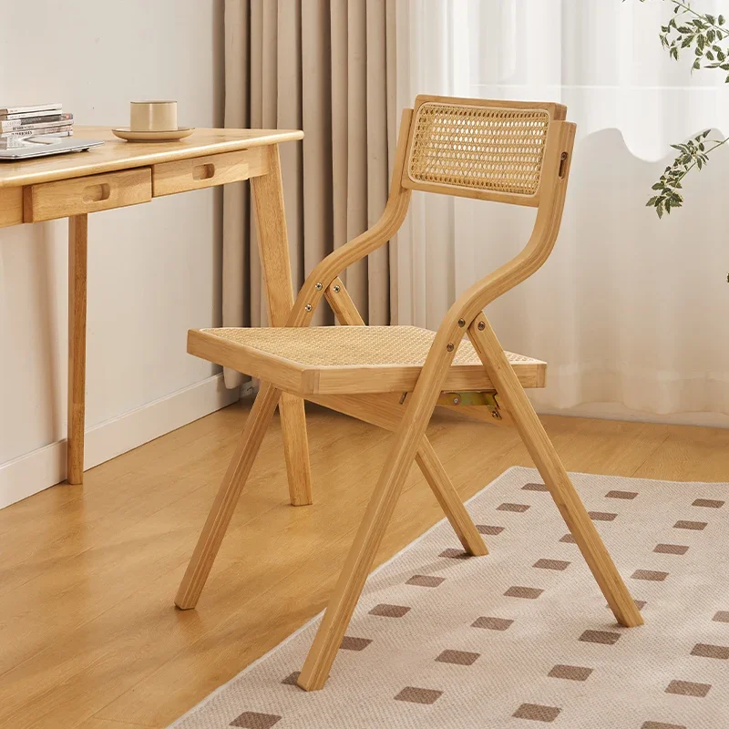 Bamboo Woven Dining Chair Adjustable Backrest Seat Wabi-Sabi Foldable Dining Chairs Breathable Minimalist Tea seats
