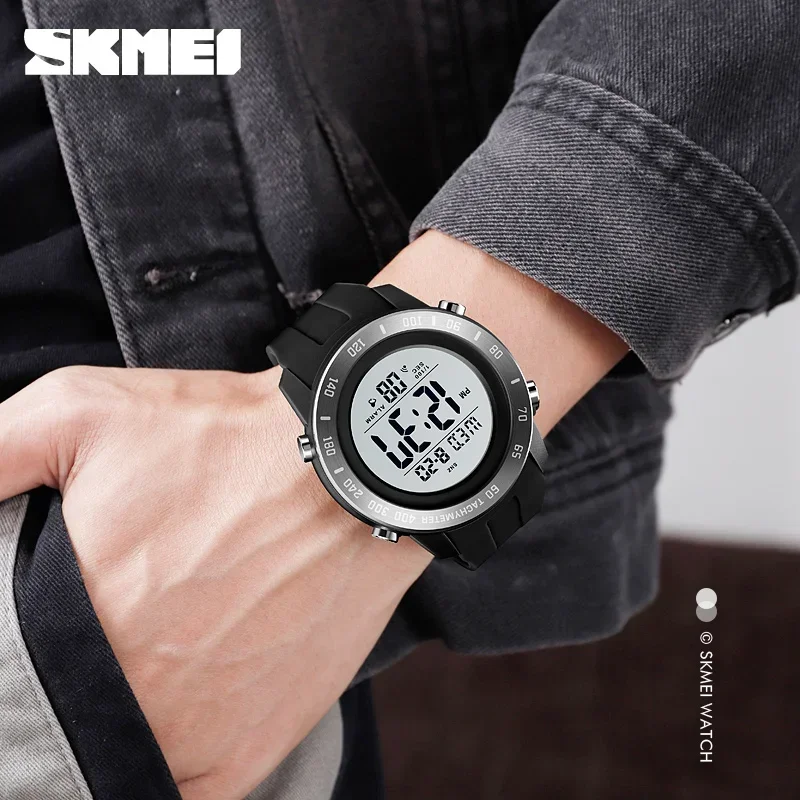 SKMEI 1524 For Mens Waterproof Chrono Count Down Male Hour montre homme Big Dial Sport Men Watch 2 Time LED Digital Wristwatches 5