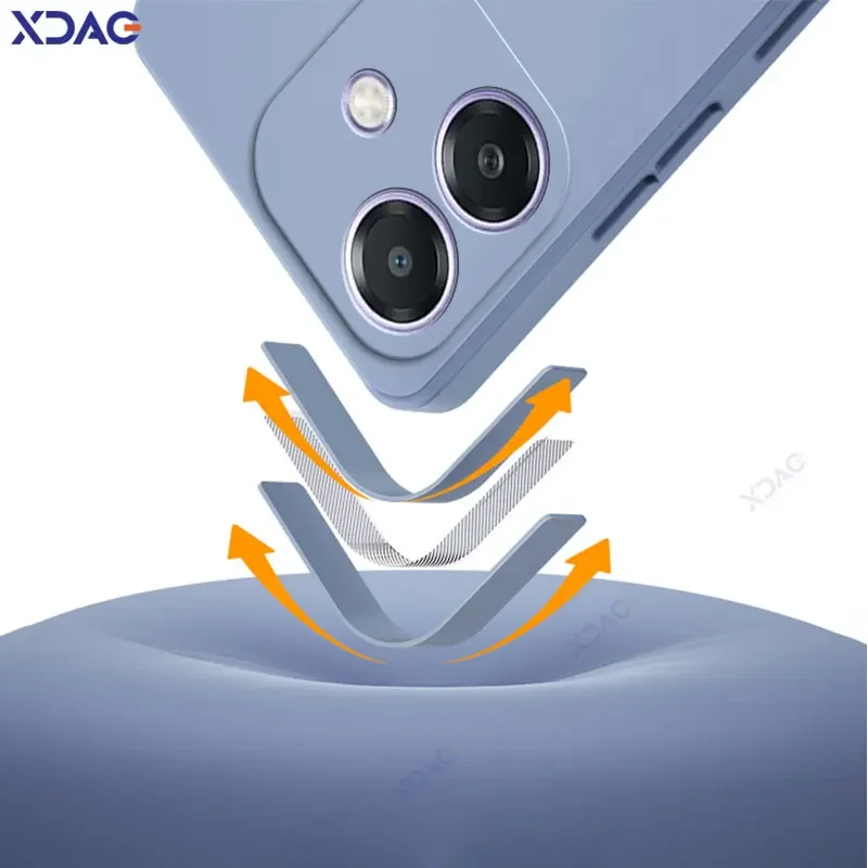 Premium Soft Square Liquid Silicone Back Cover - Double Liner Coque