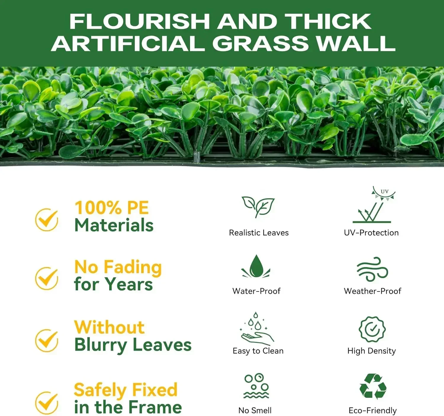 24 PCS 20"x20" Grass Wall Privacy Screen Greenery Backdrop Panels with Zip Ties,Artificial Boxwood Grass Panels Hedge Wall