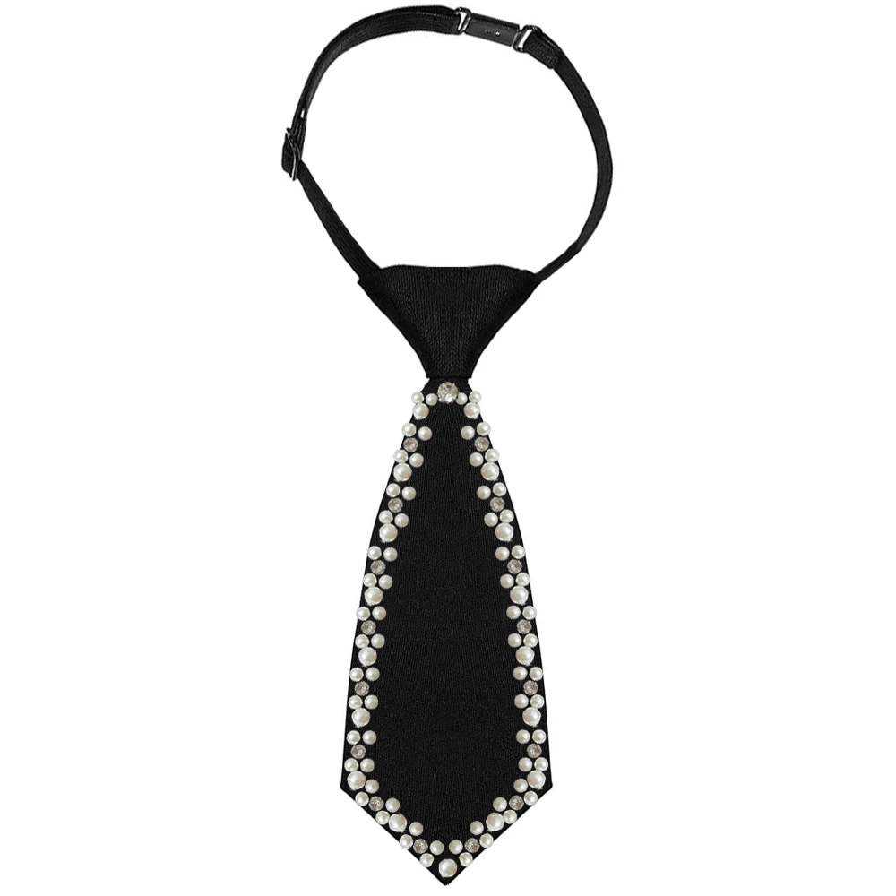 A Handcrafted Tie with Pearl Trim, Noble and Elegant, in a Solid Color, Suitable for Business Events, Everyday Wear, Hosting Events, Etc