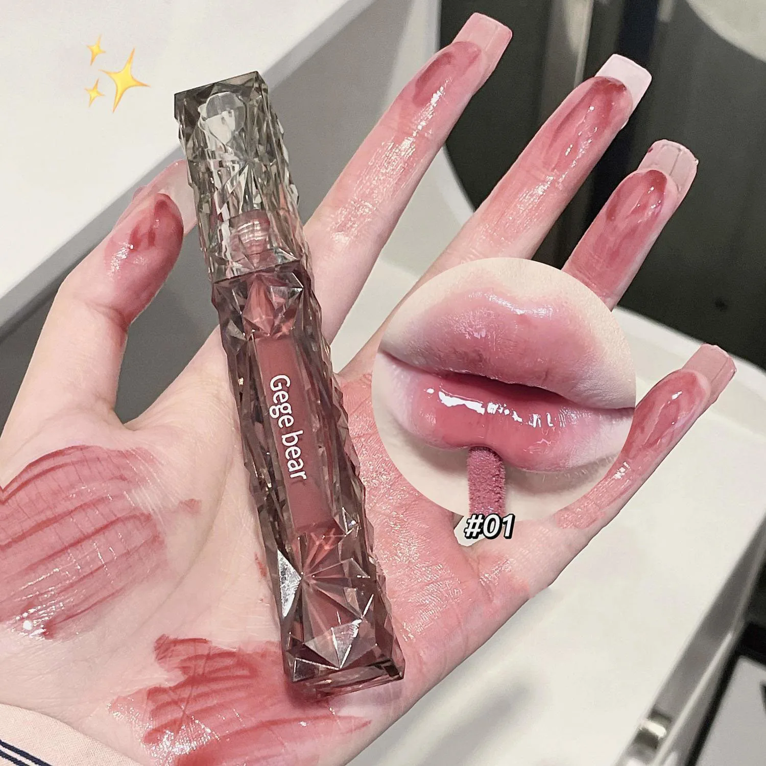

Diamond Jelly Mirror Lip Glaze Watery Lip Gloss Lasting Translucent Liquid Lipstick Waterproof Beauty Makeup Lip Cosmetics