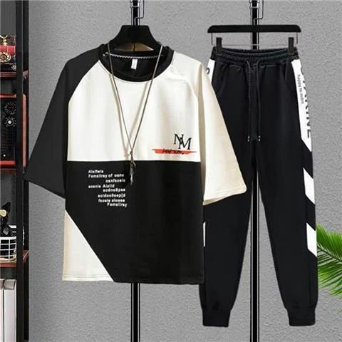 Camiseta de hombre de alta calidad, conjuntos de pantalones superiores, ropa informal para hombre, oferta básica, venta al por mayor, pantalones gráficos de estilo coreano, 5xl de algodón