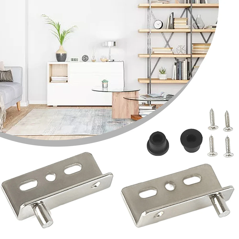 Iron Right Angle Pivot Hinge Set For Wooden Doors  Furniture Cabinets Installation With Screws Plastic Covers