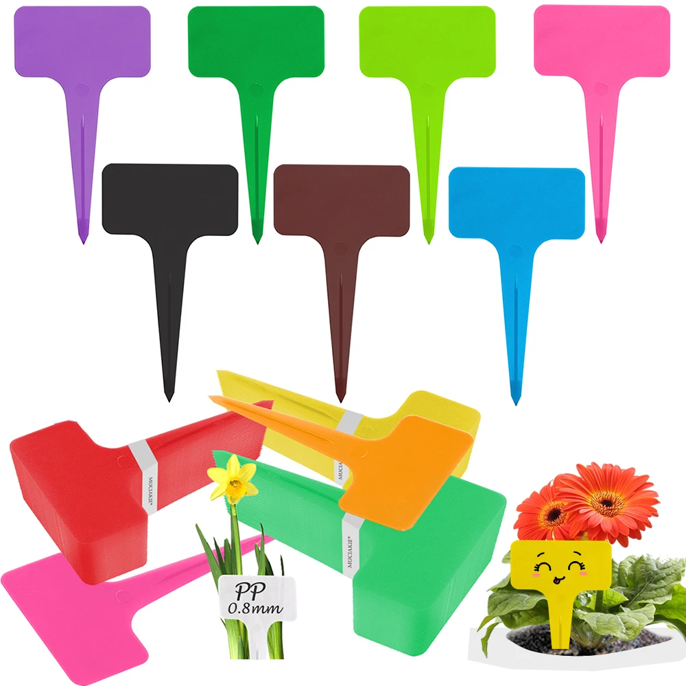 

Waterproof Re-Usable Plastic Thick Plant Labels T-Shape Garden Tags Nursery Flower Vegetables Seedling Herb Markers Sign Stakes