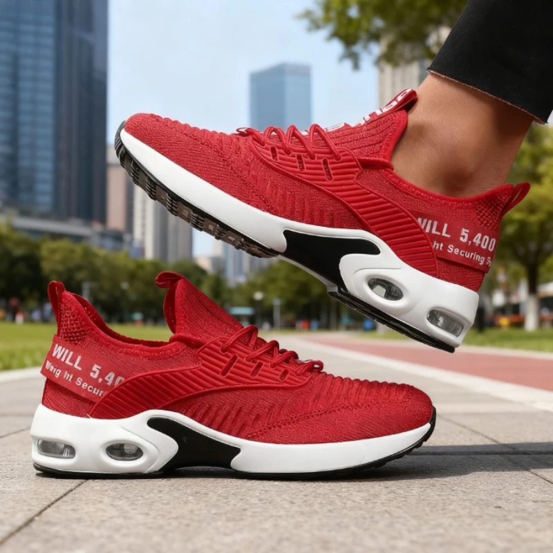 Hot Sale Men's Sneakers Lightweight Knitted Upper Breathable Running Shoes Casual Fashion Sneakers for Walking Gym Activities