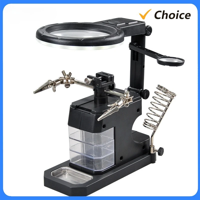 25x Led Light Welding Auxiliary Clip Magnifier Electric Soldering Iron ...