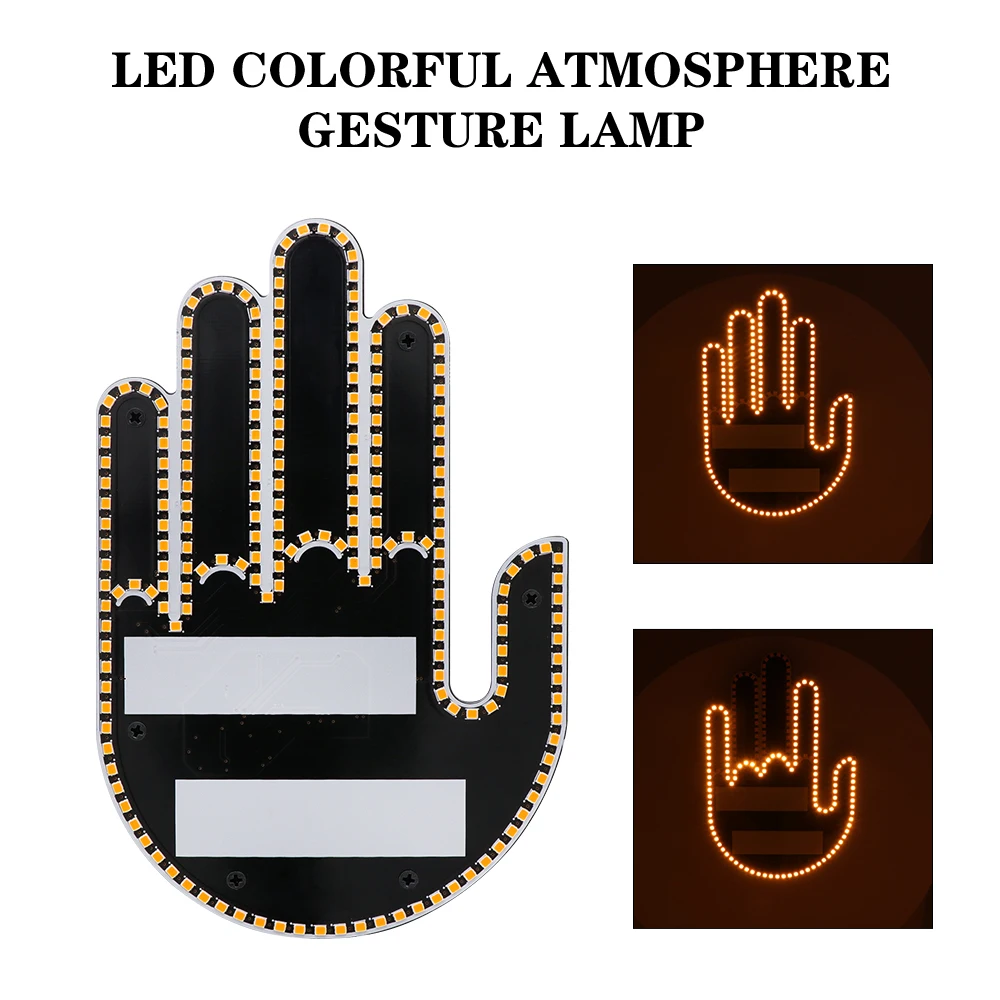 리모컨 있는 자동차 손가락 조명, 재미있는 자동차 인테리어 조명, 손가락 업 LED, 가운데 손가락 손 램프, 자동차 액세서리, 1 세트