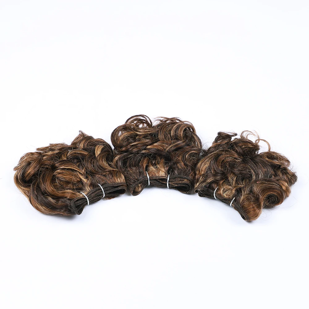 Sleek Brazilian Jerry Curly Human Hair Bundles Romance Curl P4/27/30 Highlight Human Hair Weave Bundles Remy Extension