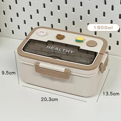 Charming Kawaii Portable Lunch Box for Kids - Colorful Compartment Food Storage Container (1500ML)
