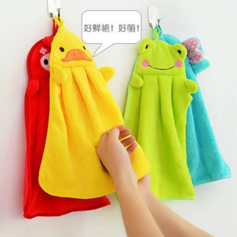 

Baby Nursery Hand Towel Bath Towels Toddler Soft Plush Cartoon Animal Wipe Hanging Bathing Towel For Children kitchen Towel