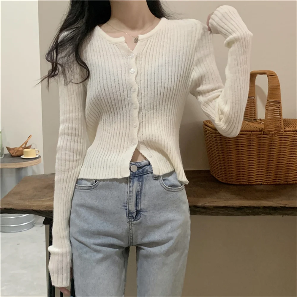 

PLAMTEE Autumn Full Sleeve Soft Coats New Slim-Fit Women Hot Knitwear 2022 OL Solid Cardigans Casual Office Lady Sweaters