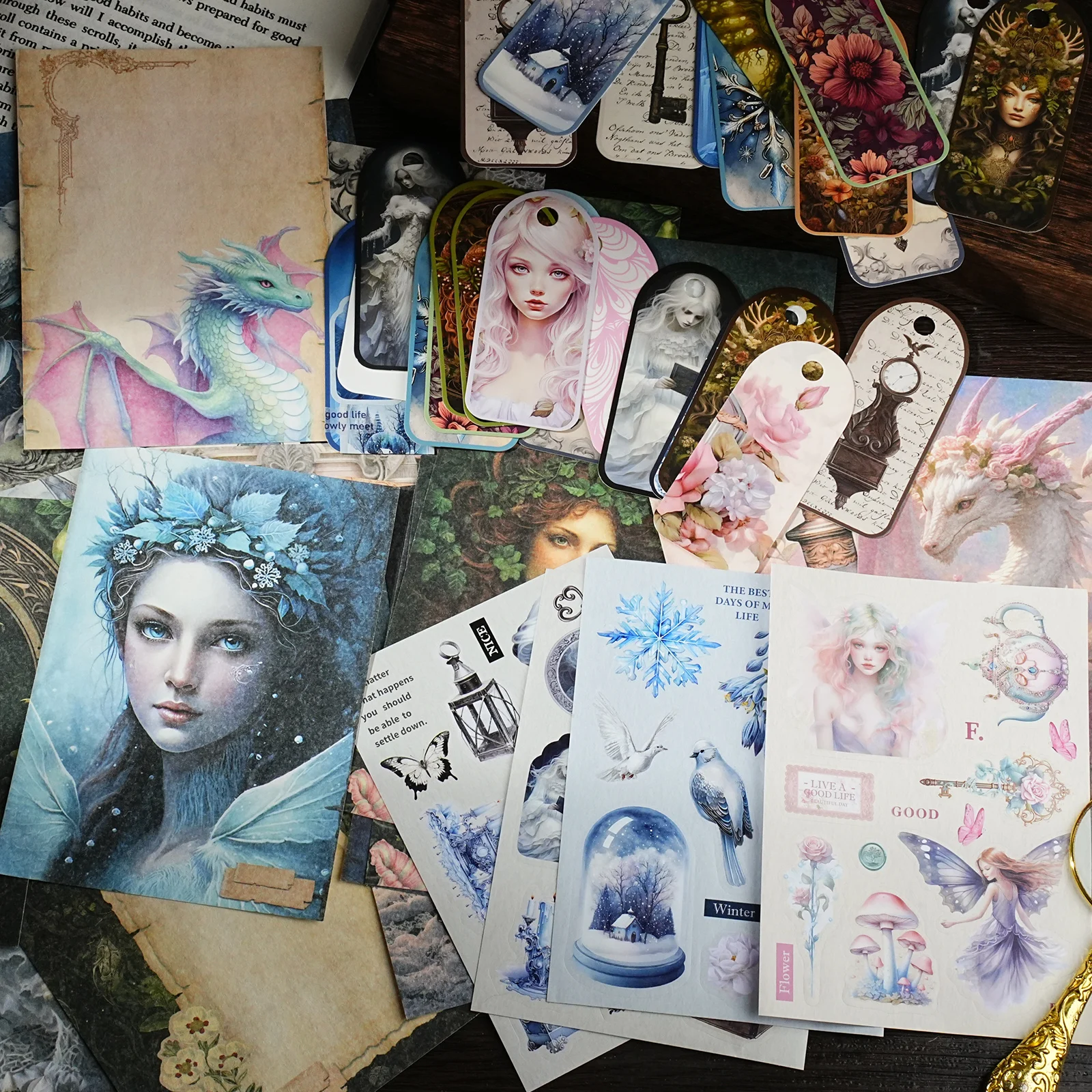 Retro Exquisite Material Pack Dark Night Fairy Tale Series Handmade Scrapbook Paper for Gift Packaging Craft Paper Decoration 6
