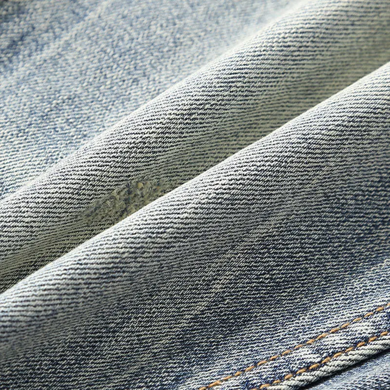 Newly Designer Fashion Men Jeans Retro Washed Blue Stretch Slim Fit Ripped Jeans Men High Quality Vintage Denim Pants Hombre