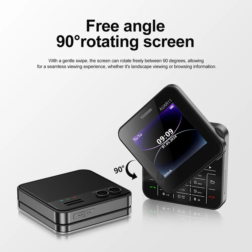 SERVO AUAR11 Rotating Mobile Phone 2 SIM Stadby Torch Speed Dial Magic Voice FM Radio 2G GSM 2.4" Slide Screen Small Cellphones