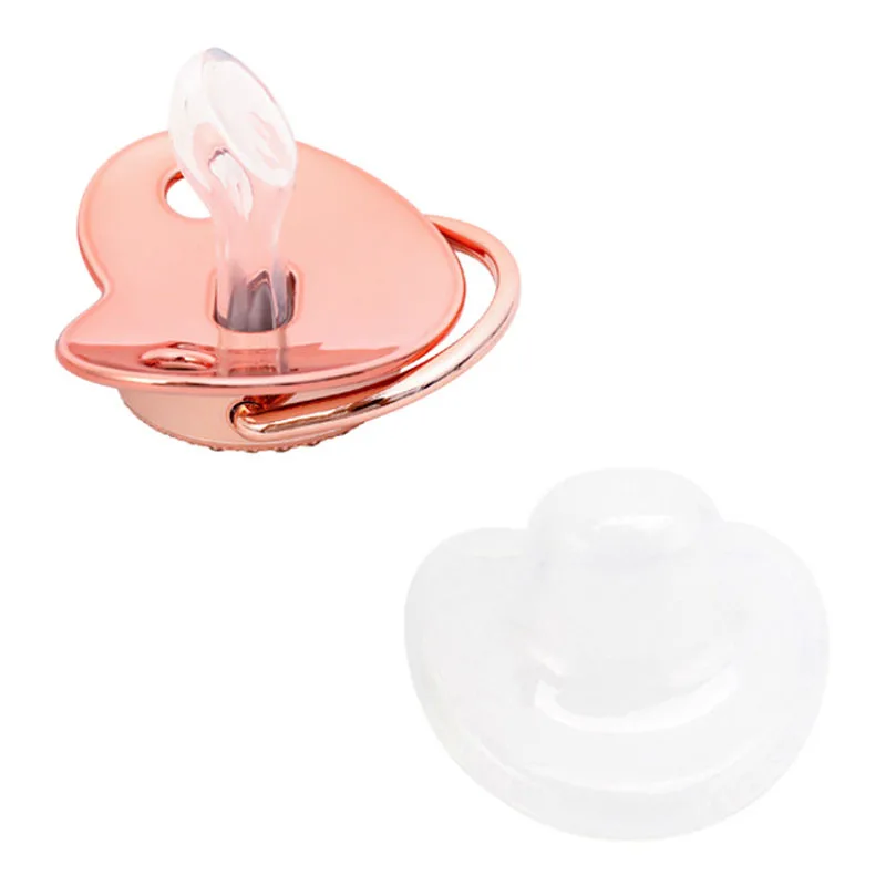 Newborn Baby Pacifier Clips Chain Rose Gold Bling Silicone Infant Pacifier Holder Baby Soother Nipple Dummy Shower Gifts pacifier clip chain accessories baby silicone accessories