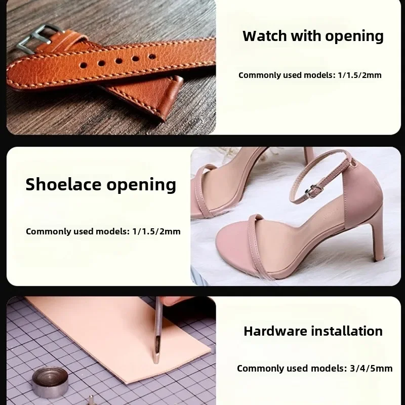 Carbon Steel Round Hole Punch Cutter Set for Leather Craft