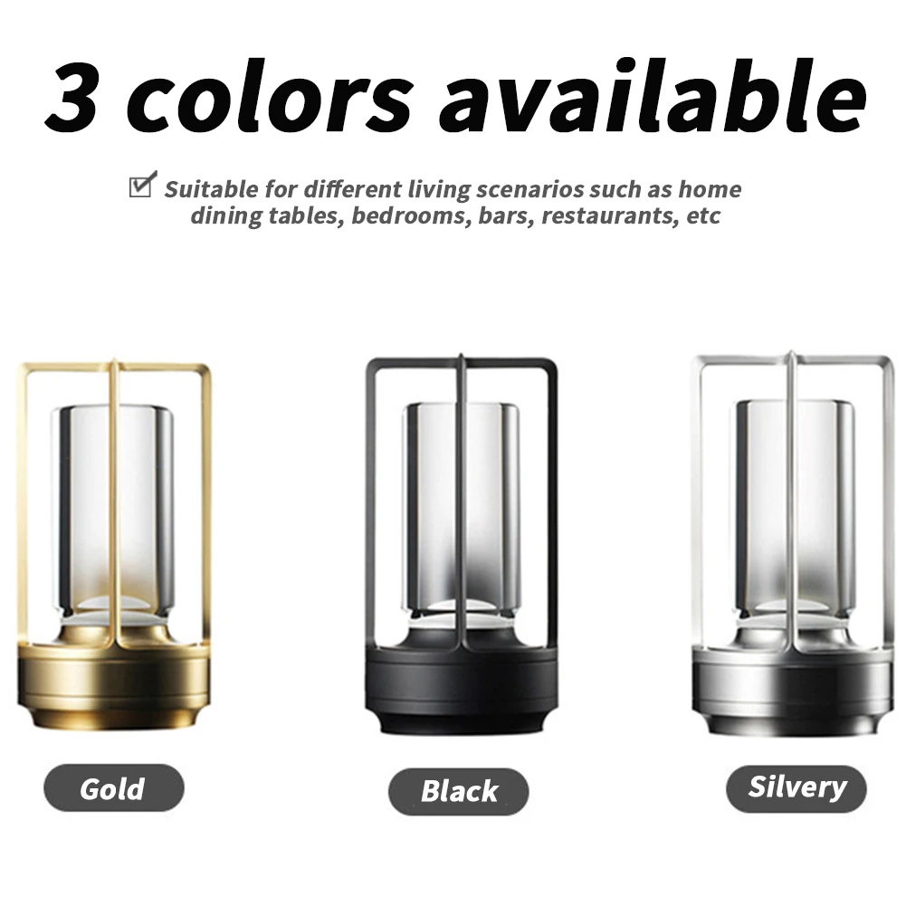 

Cordless Rechargeable Lantern Table Lamp 2000mAh Battery Operated Night Lamp 3-Color Dimmable For Home Bedroom Camping