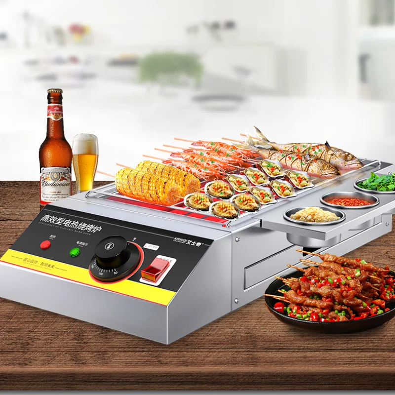 AISHIQI Electric Griddle BBQ Grill Smokeless Indoor Roasting Rack 220V High Power Commercial Barbecue Machine