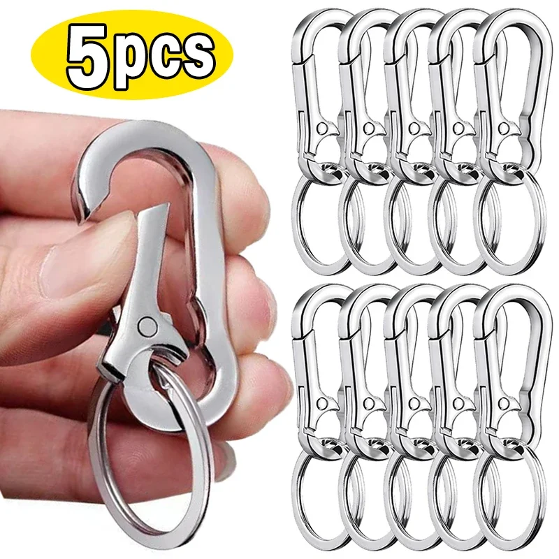 

5Pcs Gourd Buckle Keychains Climbing Hook Stainless Steel Car Strong Carabiner Shape Keychain Accessories Metal Key Chain Ring