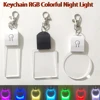 10Pcs Led 3D Blank Acrylic Keychain RGB Colorful Night Light Key Pendant Lamp Christmas Gift DIY Key Ring Rechargeable Light 1