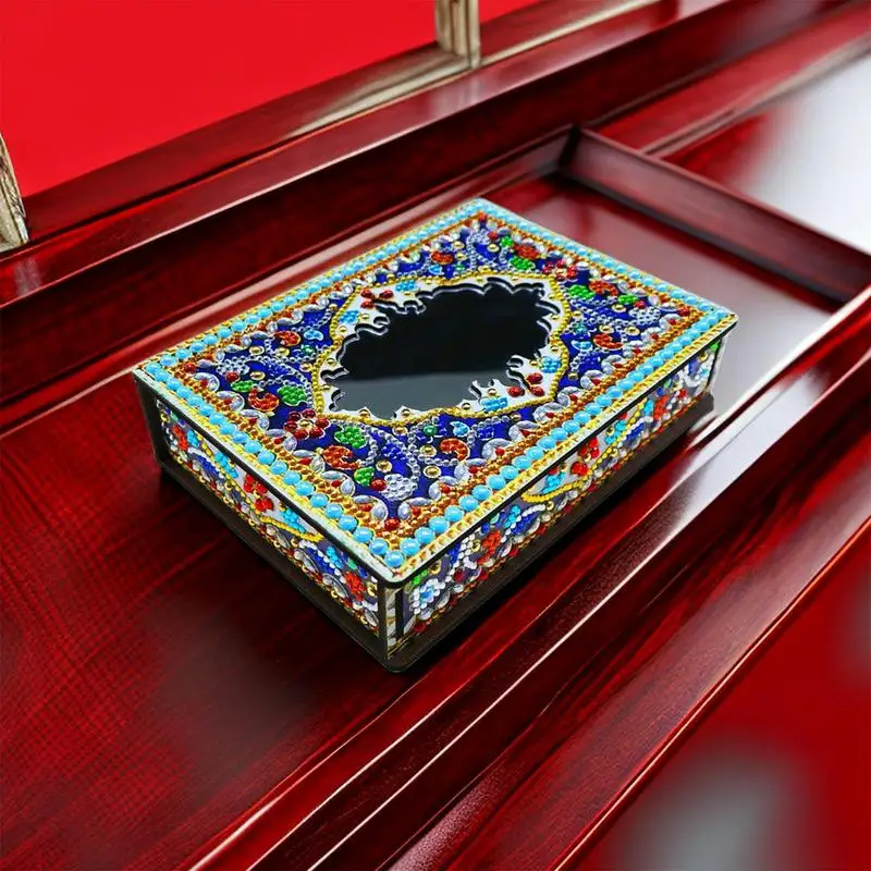 

Dresser Jewelry Box Ring Necklace Earrings Storage Organizers Box Multifunctional DIY Rhinestone Art Painting Jewelry Containers