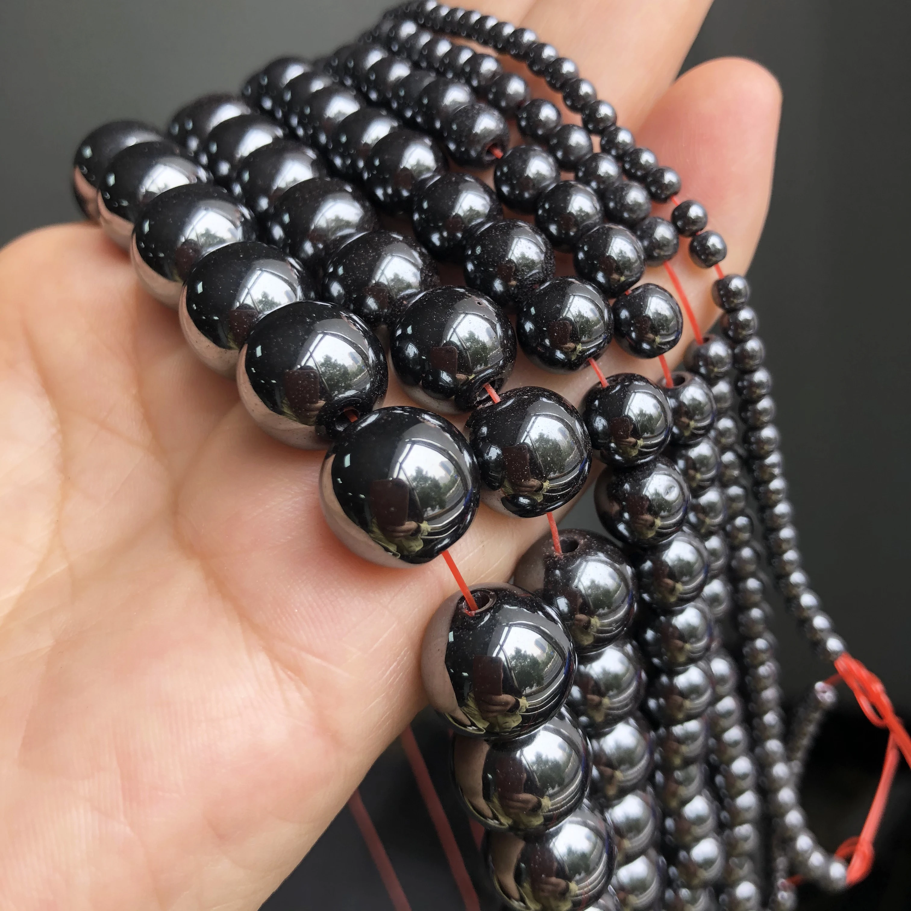 Loose Stone Beads Round Hematite Stone Beads For Jewelry Making Diy Bracelet Accessories 2/3/4/6/8/10/12MM 15"Strand