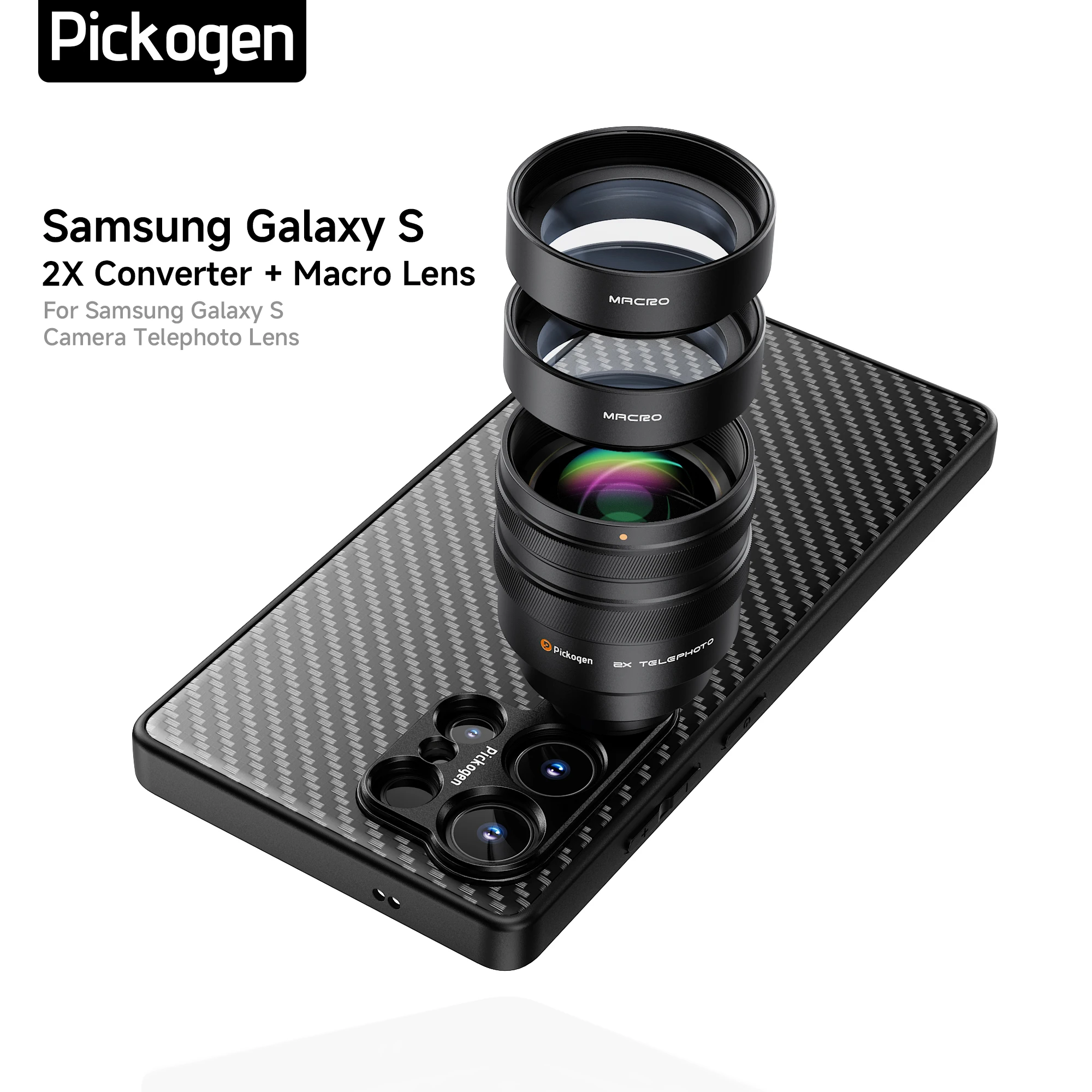 PICKOGEN 2X Converter with 200mm & 300mm Macro Lens for Phone Camera Telephoto Lens Compatible For Samsung S24/S25/26 Ultra 1 PICKOGEN 2X Converter with 200mm & 300mm Macro Lens for Phone Camera Telephoto Lens Compatible For Samsung S24/S25/26 Ultra 1