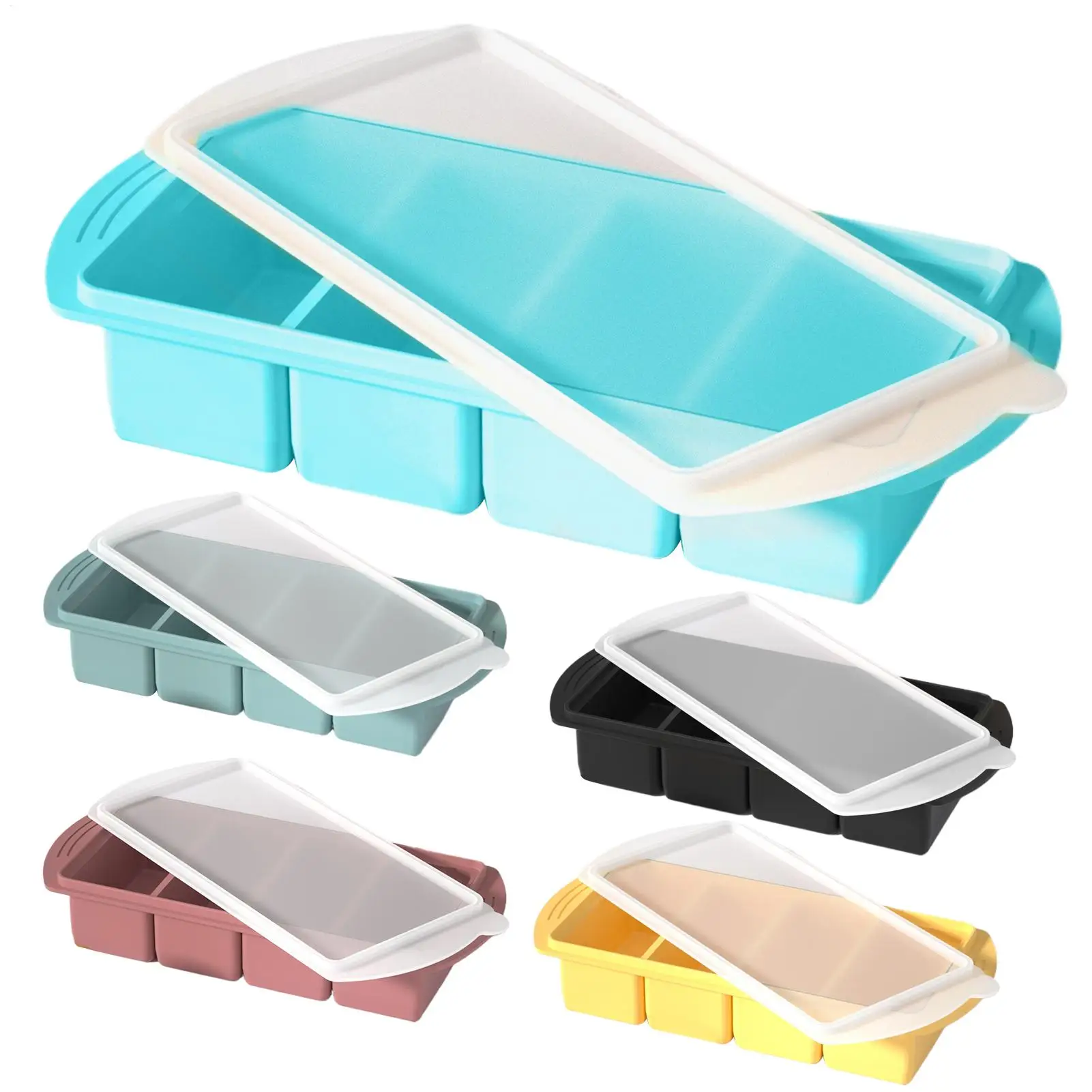 Food Freezer Molds Silicone Portion Freezing Trays 4-Cavity Kitchen Container Hot Days Tool for Wine Champagne Restaurant