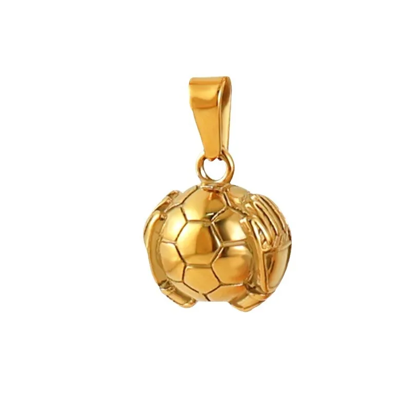 RHYSONG 316L Stainless Steel 18K Gold Plated Football Basketball Sports Pendant Charm for Women Hamdmade Diy Necklace Jewelry 6