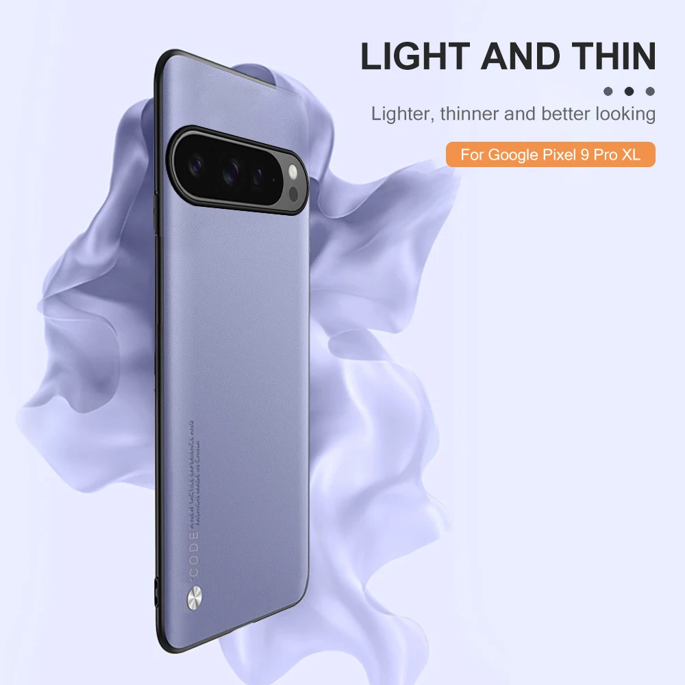 Luxurious Plain Leather Back Cover with Soft TPU Frame Protection